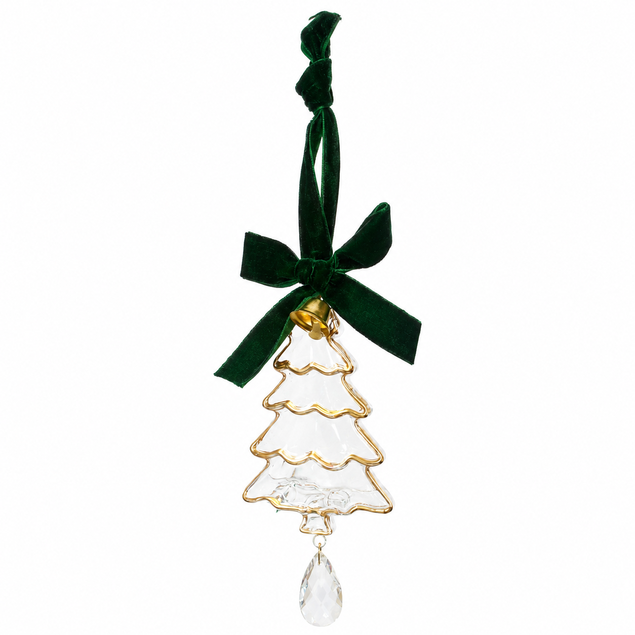 6.25" Glass Tree Ornament with Bow