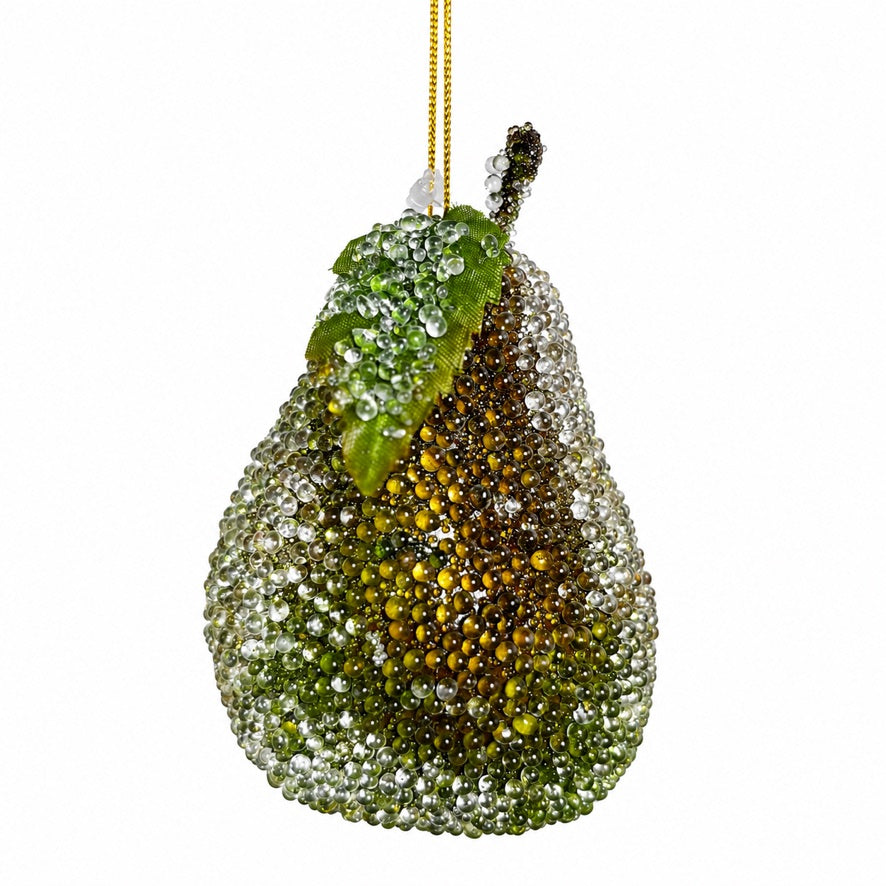 4" Sugared Pear with Hanger-green
