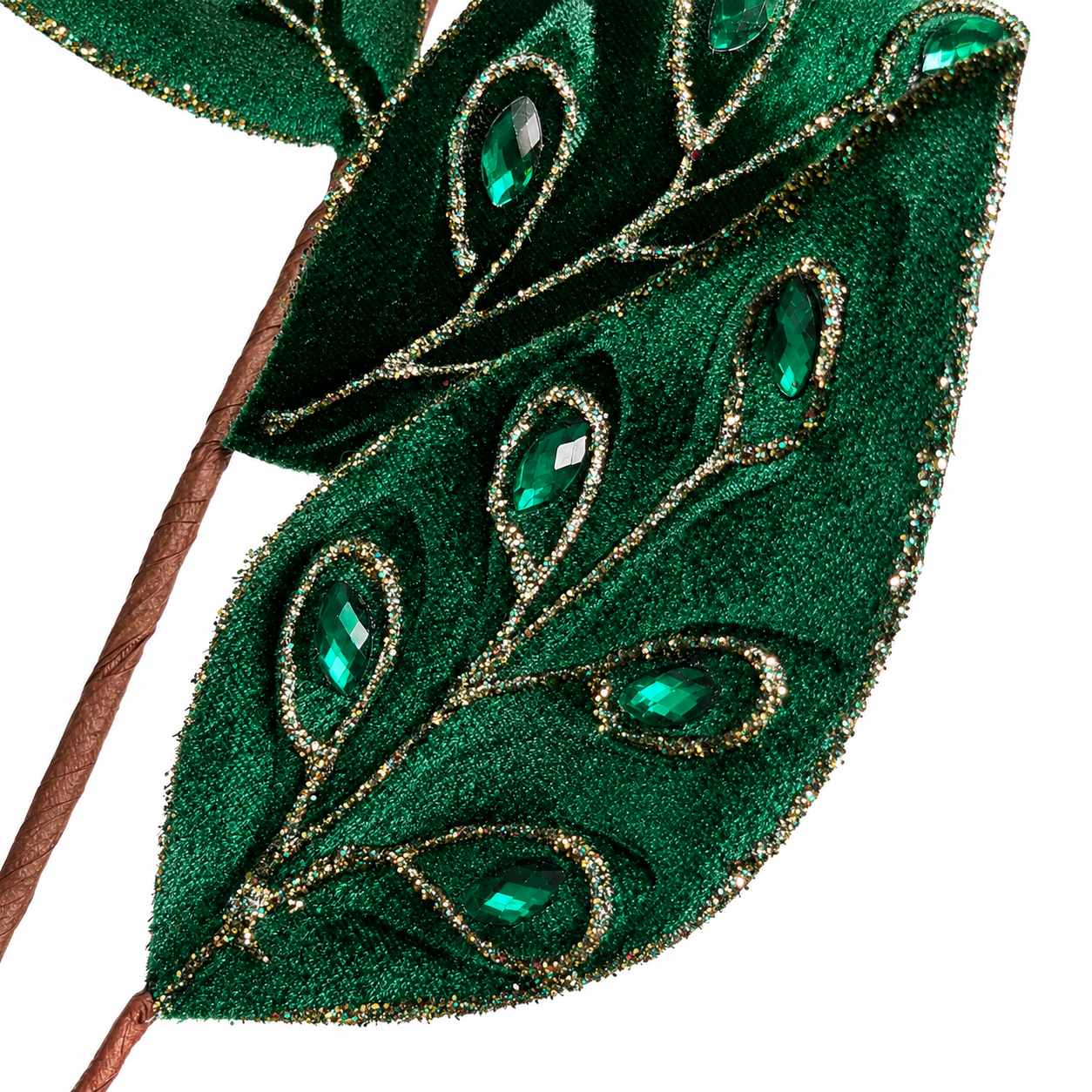 26.5" Emerald Velvet Leaf Spray