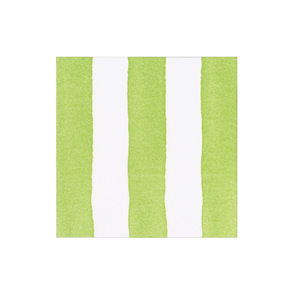 Cafe Stripe Lime Paper Linen Cocktail Napkin - package of 15