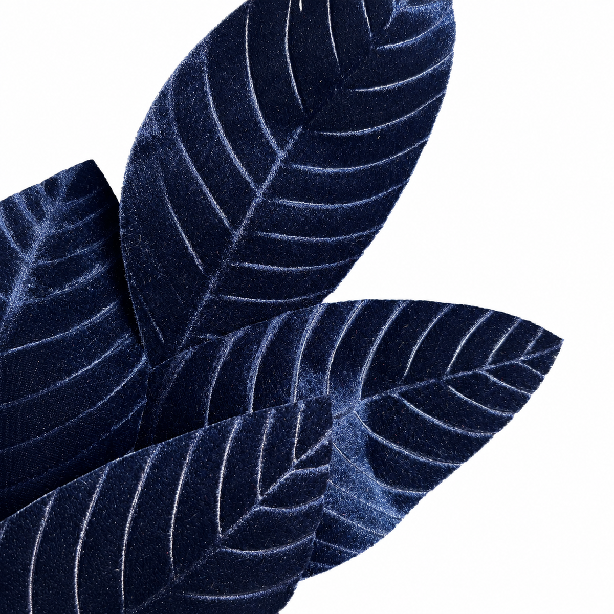 31" Midnight Blue Velvet Leaf Spray