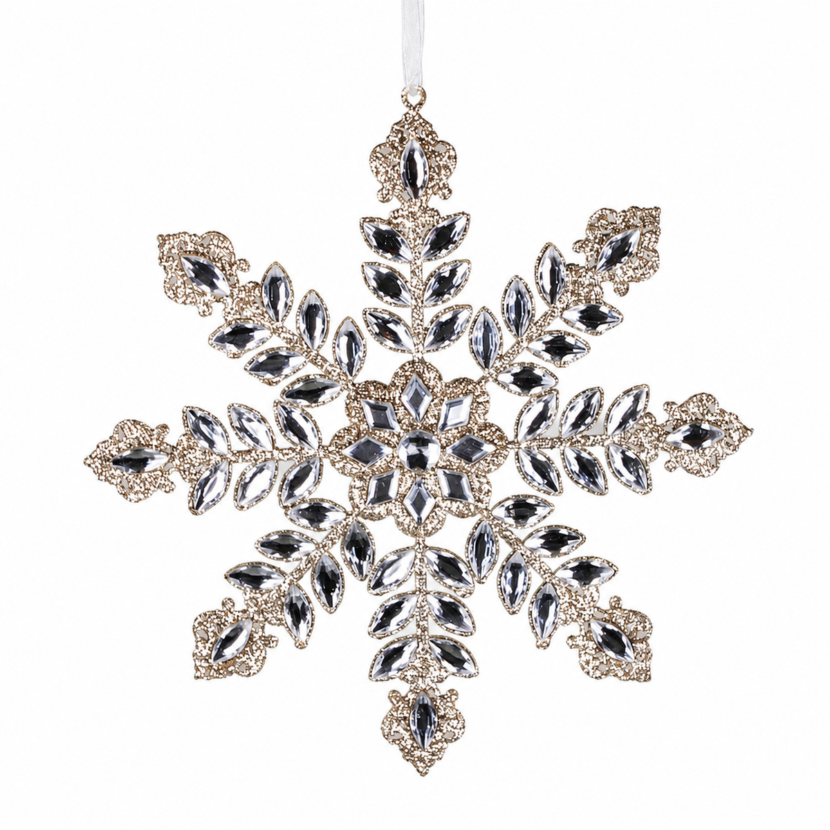 9IN Jewel Snowflake Ornament, Platinum