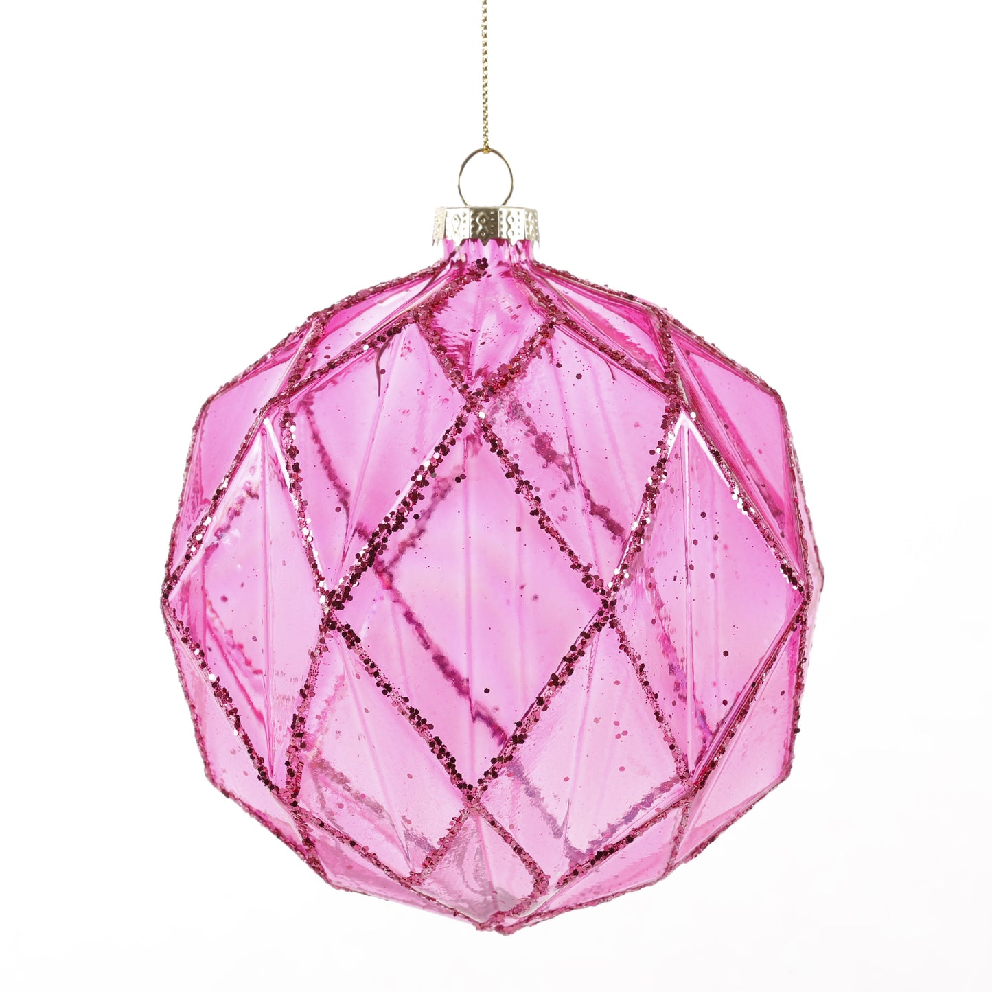 4.5" HOT PINK GLASS BALL ORN