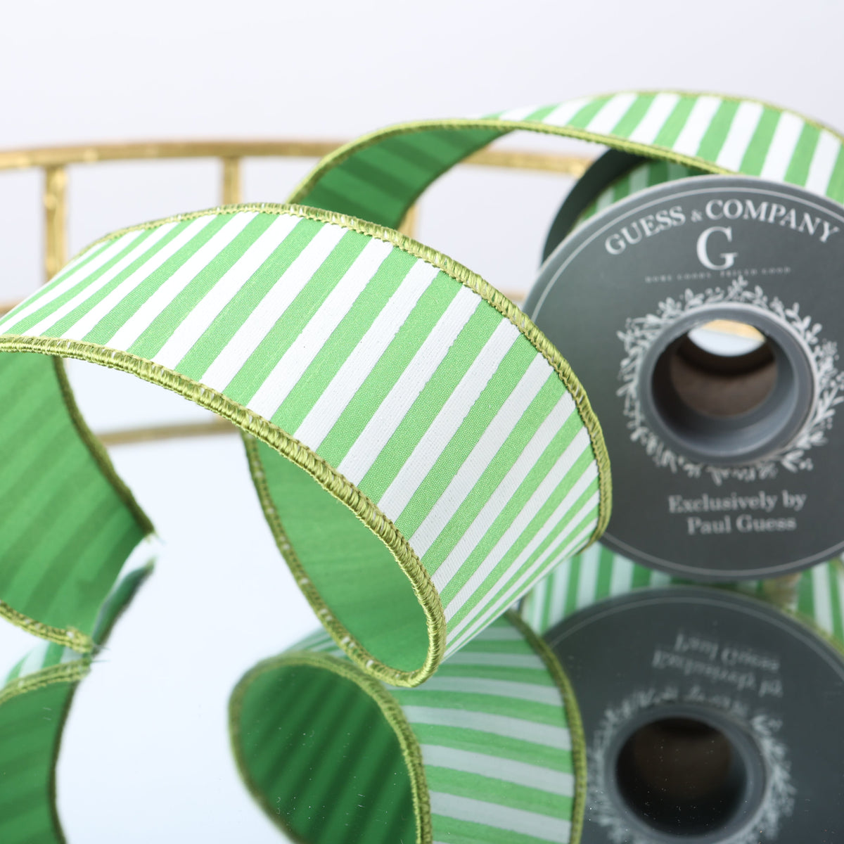2.5" GRASS GREEN STRIPE WITH SOLID GREEN DUPION BACK 5YD
