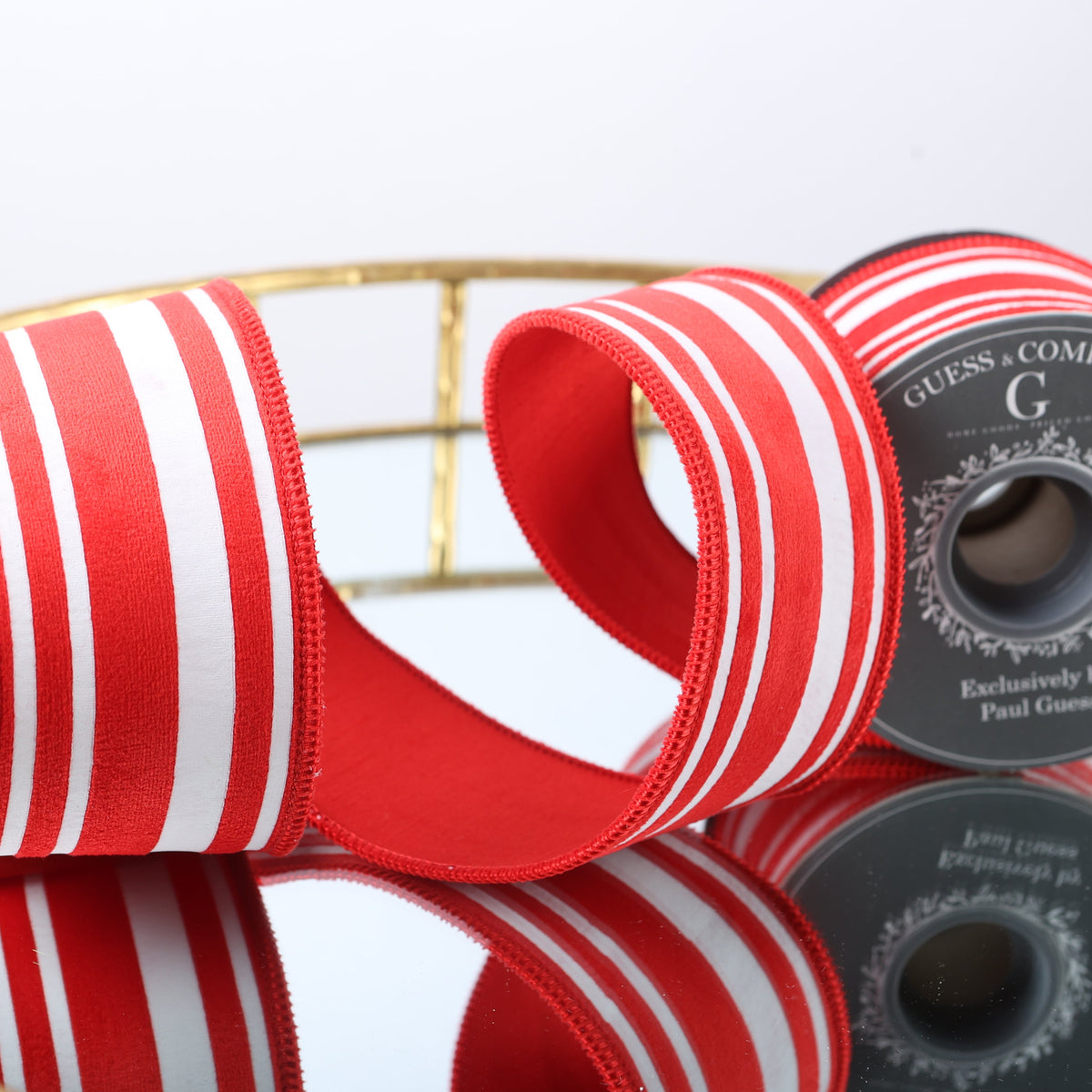 2.5" x 5 yd Red with White Lines