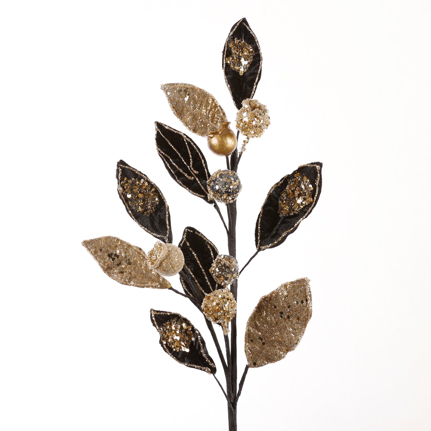 30" BLK/GLD VELVET W/JEWEL BERRY SALAL SPRAY