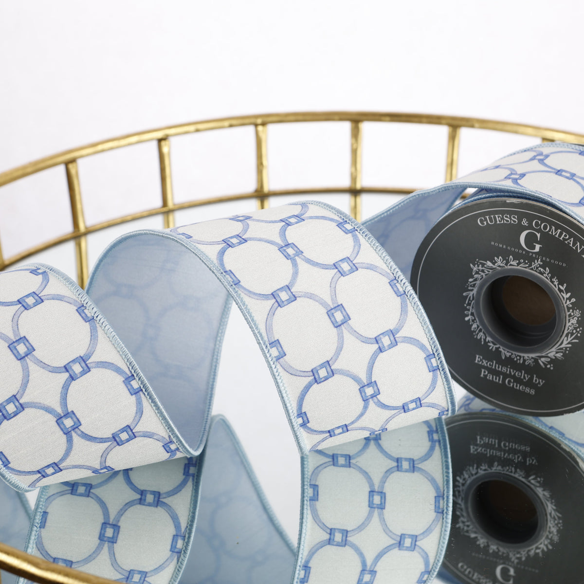 2.5" DIGITAL PRINT ON DUPION WITH LT BLUE DUPION BACK RIBBON