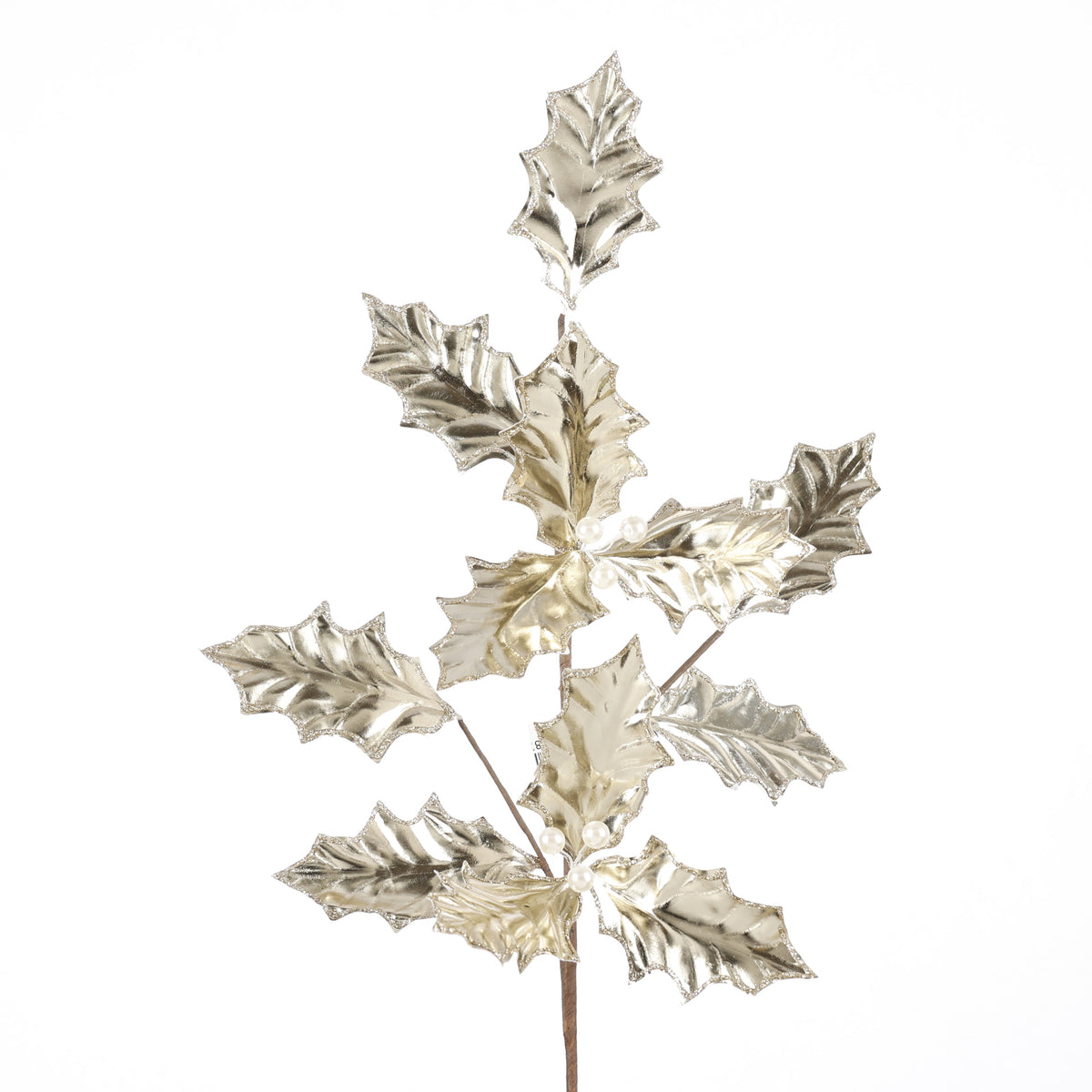 27.5" CHAMPAGNE HOLLY LEAF SPRAY