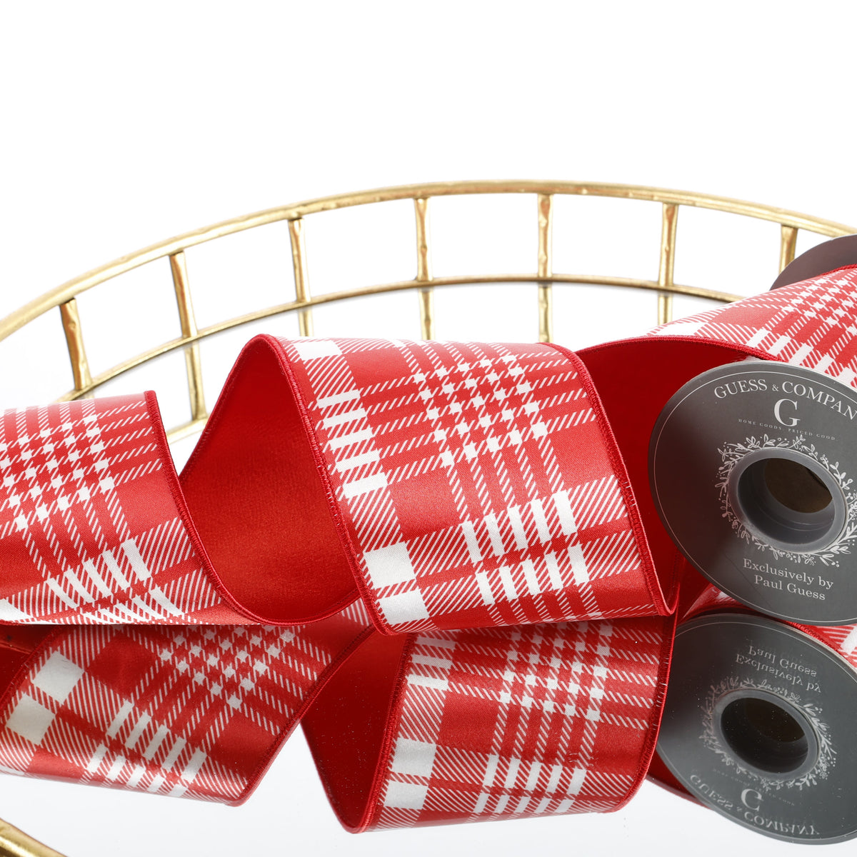 4" X 5 YD DIGITAL PRINT ON RED AND WHITE SATIN WITH RED SATIN BACK RIBBON