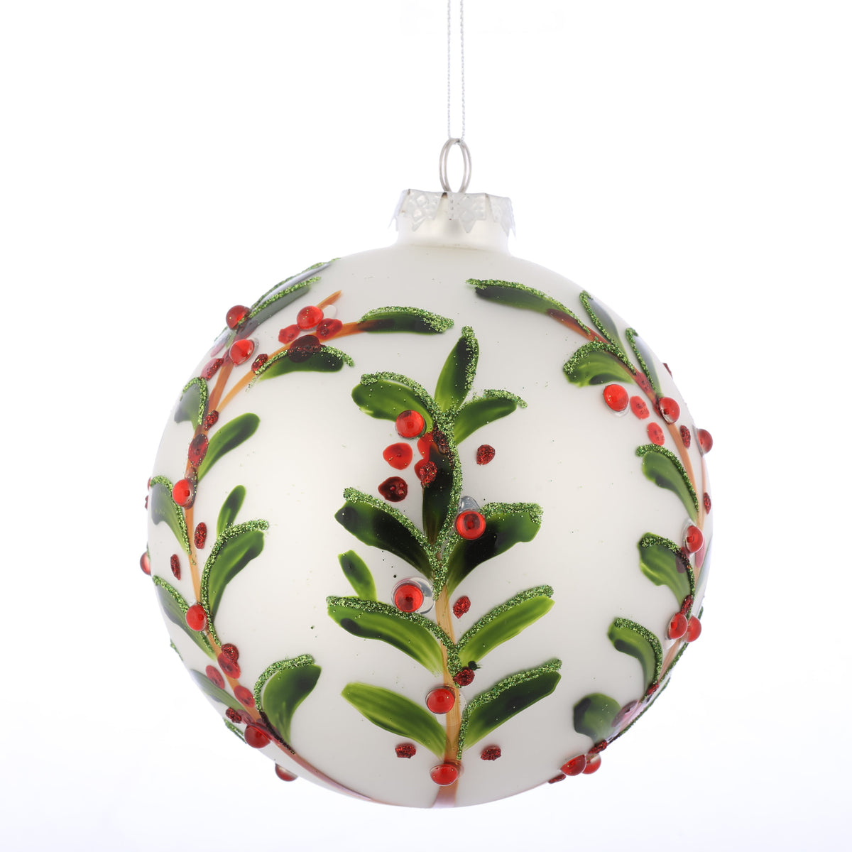 D 5" GLASS BALL MISTLETOE ORNAMENT