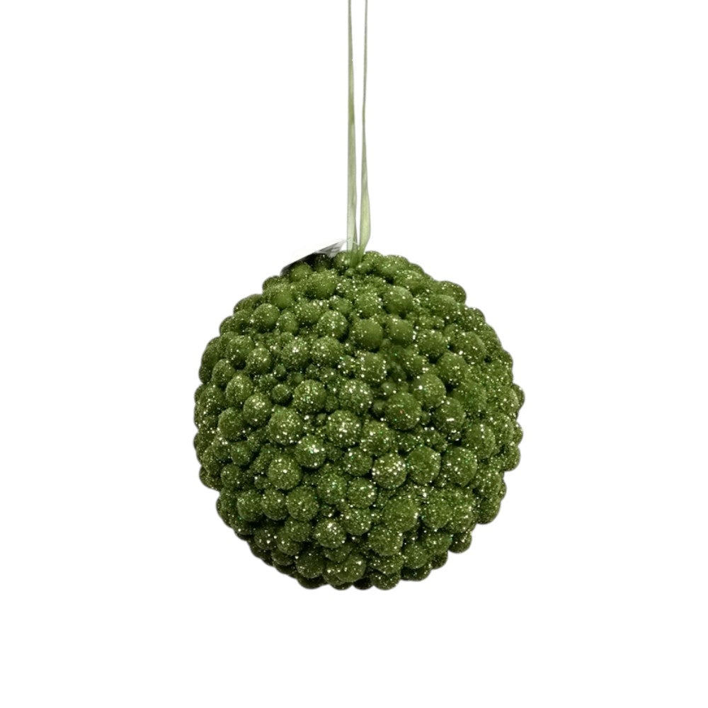 5IN Glitter Berry Ball Ornament, Green