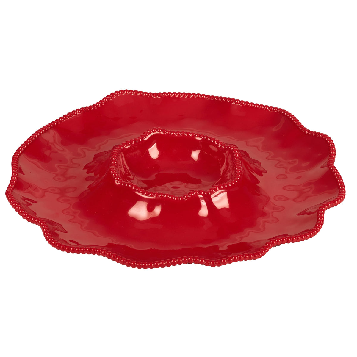 Perlette Red Melamine Chip & Dip 14.5in