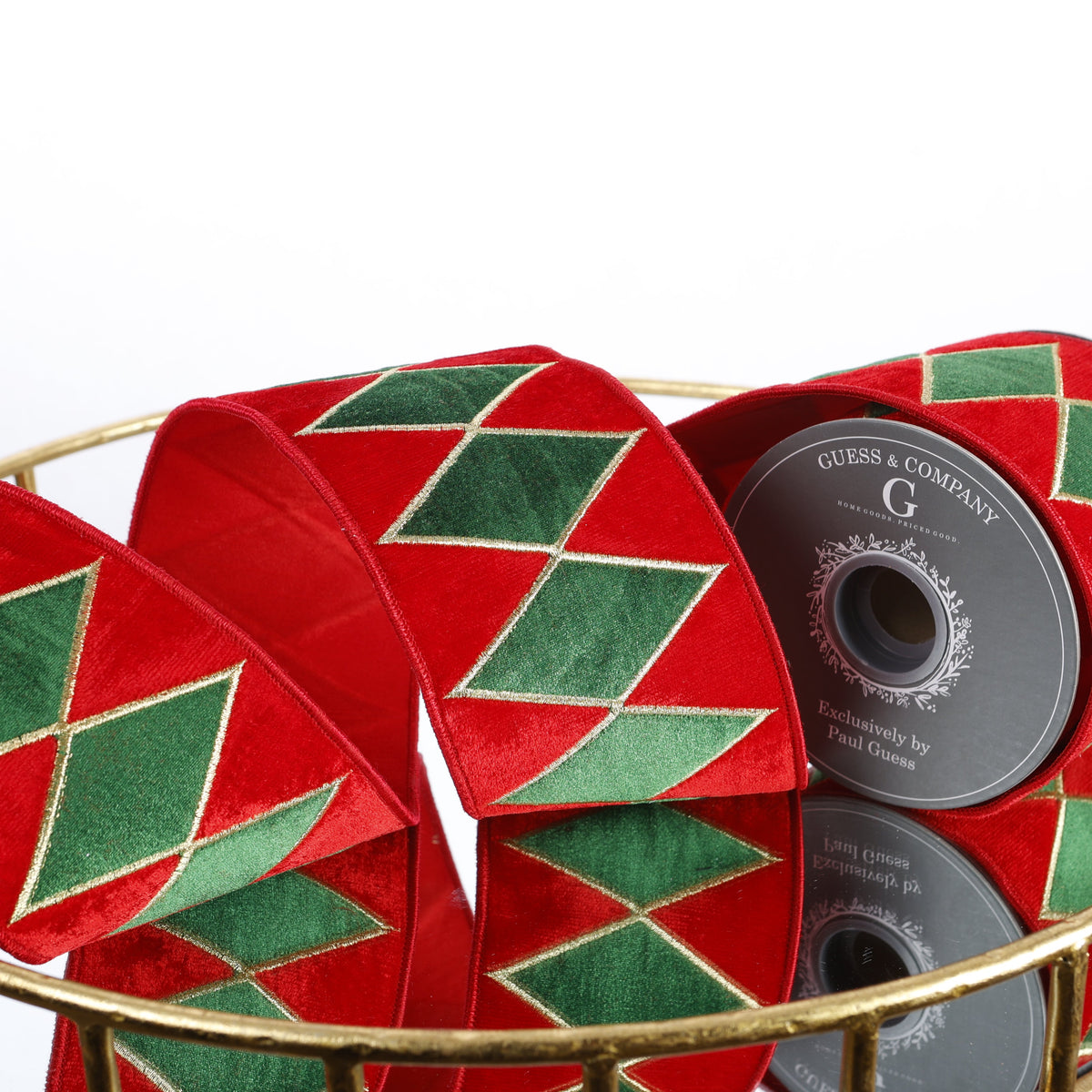 4"X 5 YD EMB ON RED PLUSH VELVET WITH RED DUPION BACK RIBBON