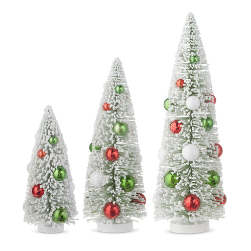 14.75" Bottle Brush Trees with Ornaments