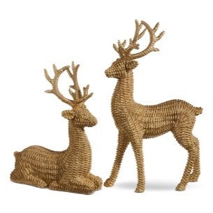 13" Basketweave Deer (LAYING DOWN ONE ONLY)
