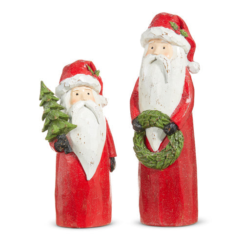 10" CARVED SANTA WITH WREATH (LARGE ONLY)