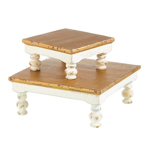 12" DISTRESSED WHITE AND GOLD RISERS (LARGE ONLY)