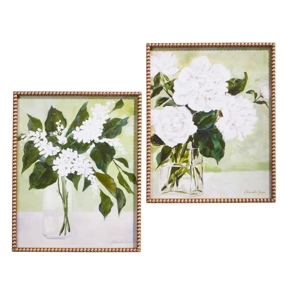 22" White Flowers in Vase Framed Print (LEFT ONLY)