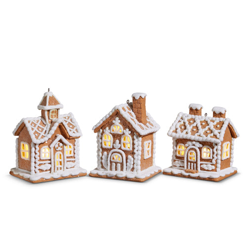 4.25" Lighted Gingerbread House Ornament (3 FRONT WINDOWS-1 ONLY)