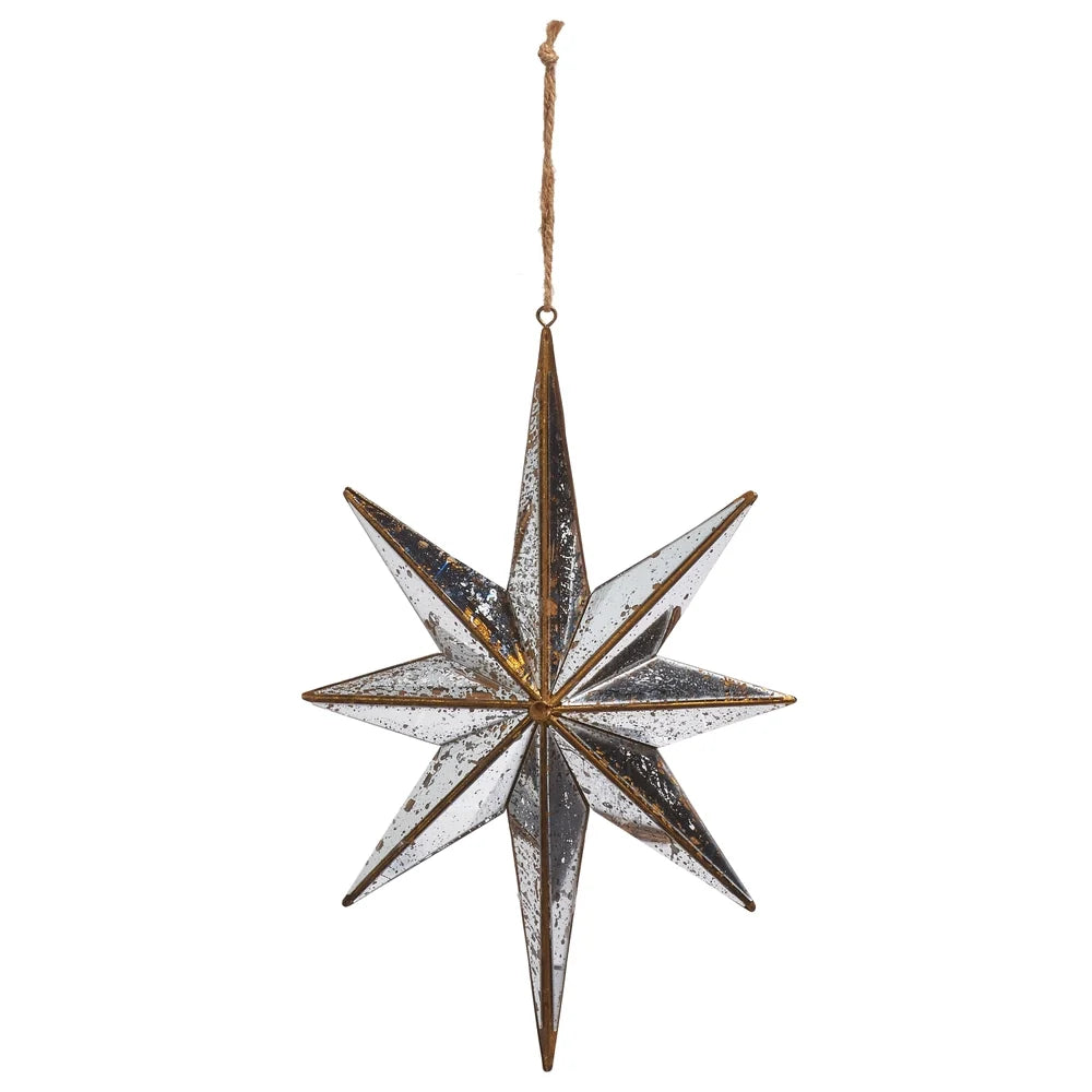 9.75" Distressed Mirrored Star Ornament