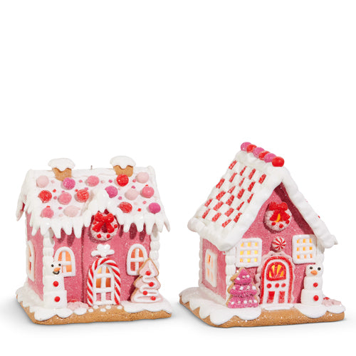 5.5" Lighted Pink Gingerbread House Ornament (RIGHT ONLY)
