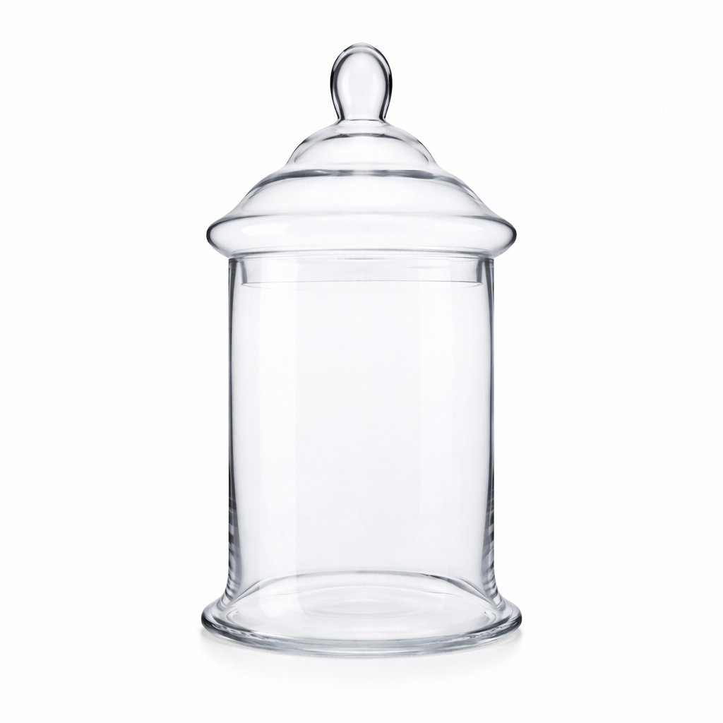 D6.5"H13" -GLASS APOTHECARY JAR WITH LID