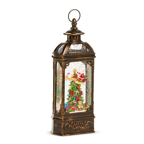 14" Flying Santa Around Tree Musical Lighted Water Lantern