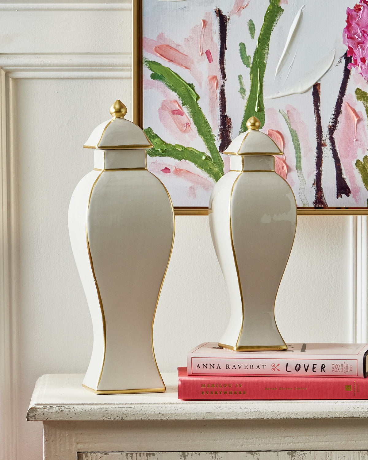11.5" GOLD ACCENT DECORATIVE GINGER JAR