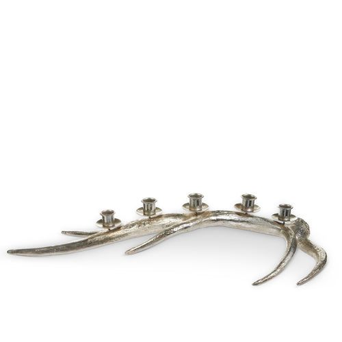 23" Pewter Finish Antler Candelabra