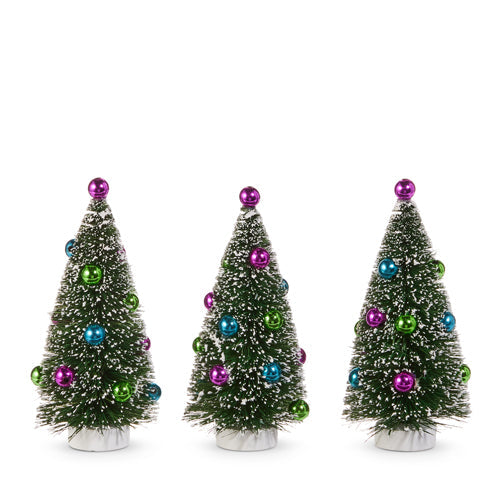 6" Box of Bottle Brush Trees with Ornaments