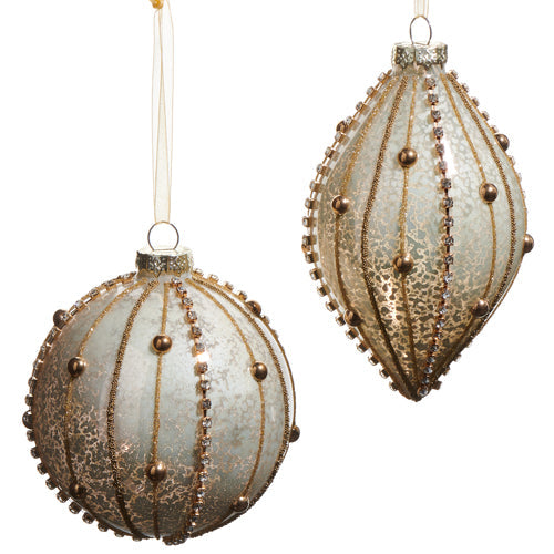 4" Beaded Gold Ornament (BALL ONLY)