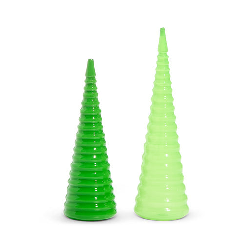 12" Bright Green Spiral Trees