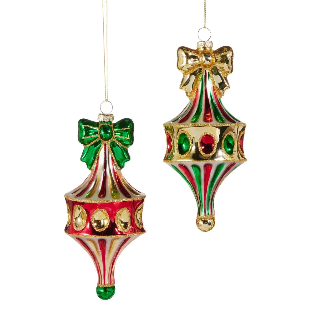 6" Red Green Fairground Finial Ornament (GREEN BOW ONLY)