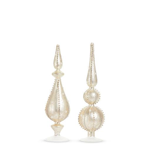 12.5" Silver Mercury Glass Pearl Finial - TALL ONLY