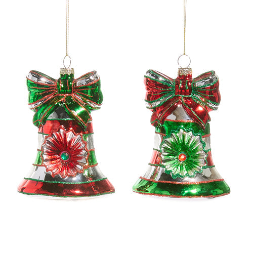 4.5" Christmas Witch Eye Bell Ornament (RED BOW)