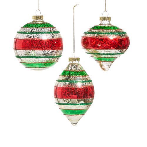 4" Striped Christmas Ornament-BALL ONLY