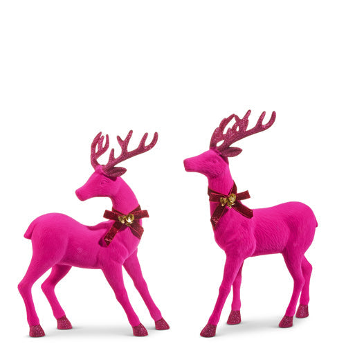 18" Pink Flocked Deer (LEFT ONLY)