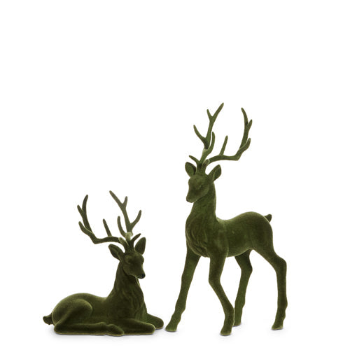 15" Green Flocked Deer (LAYING ONLY)
