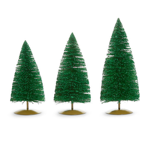 14" Green Glittered Bottle Brush Tree (LARGE ONLY)