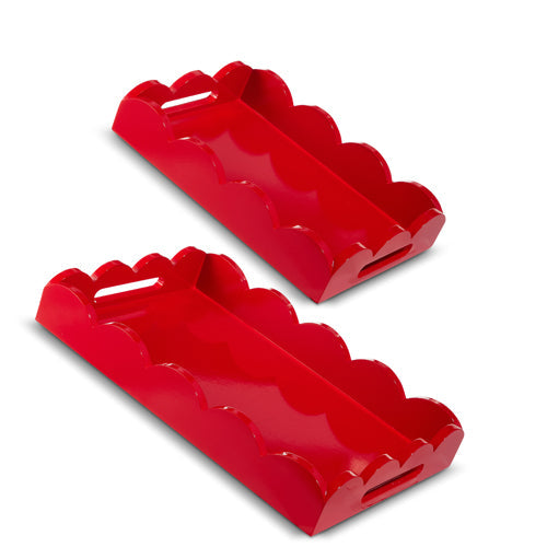 14" Red Scalloped Tray (SMALL)