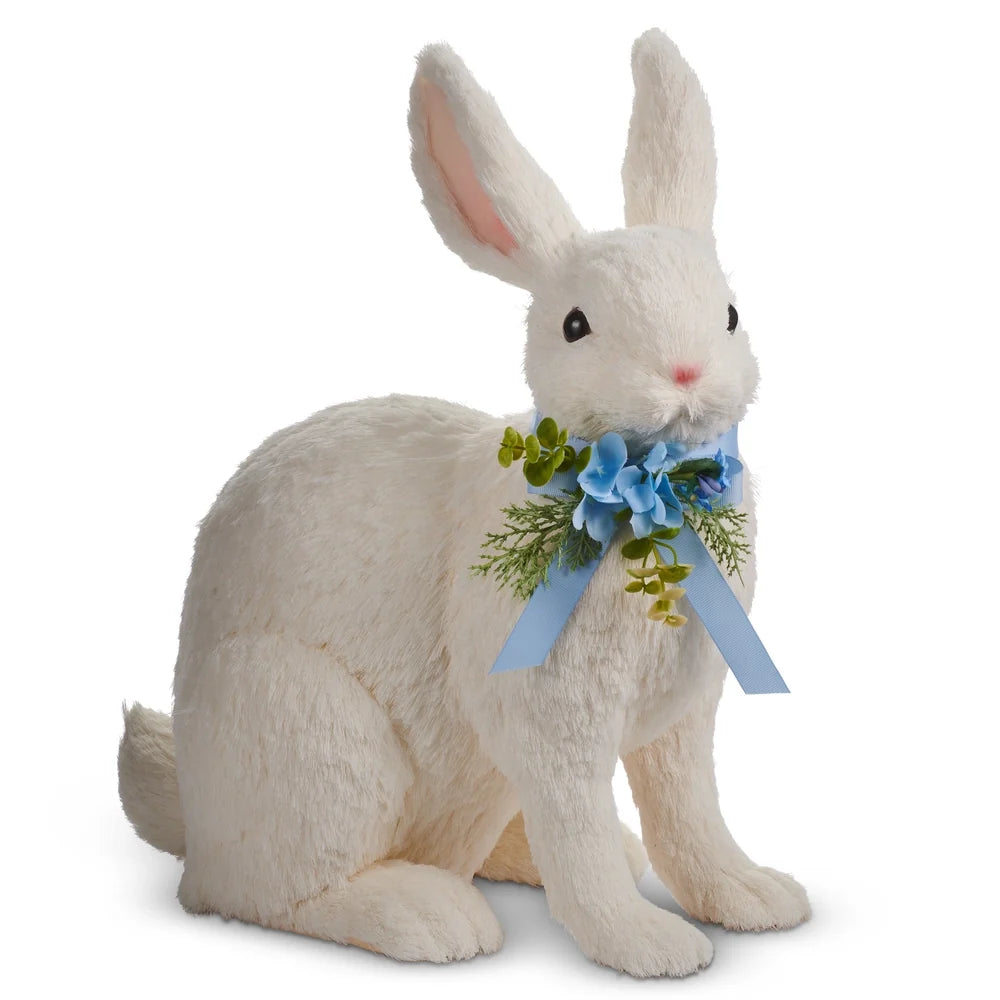17" Sisal Bunny with Blue Bow