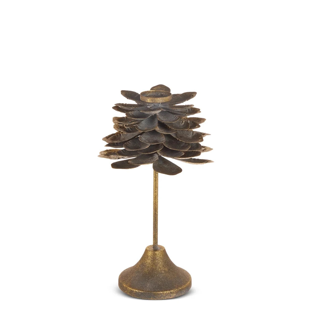 17" Antique Pinecone Candle Holder