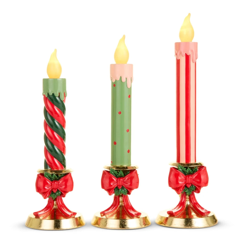 15" Lighted Candles on Gold Bow Base (RIGHT ONLY) SHIPS 9/1/2026