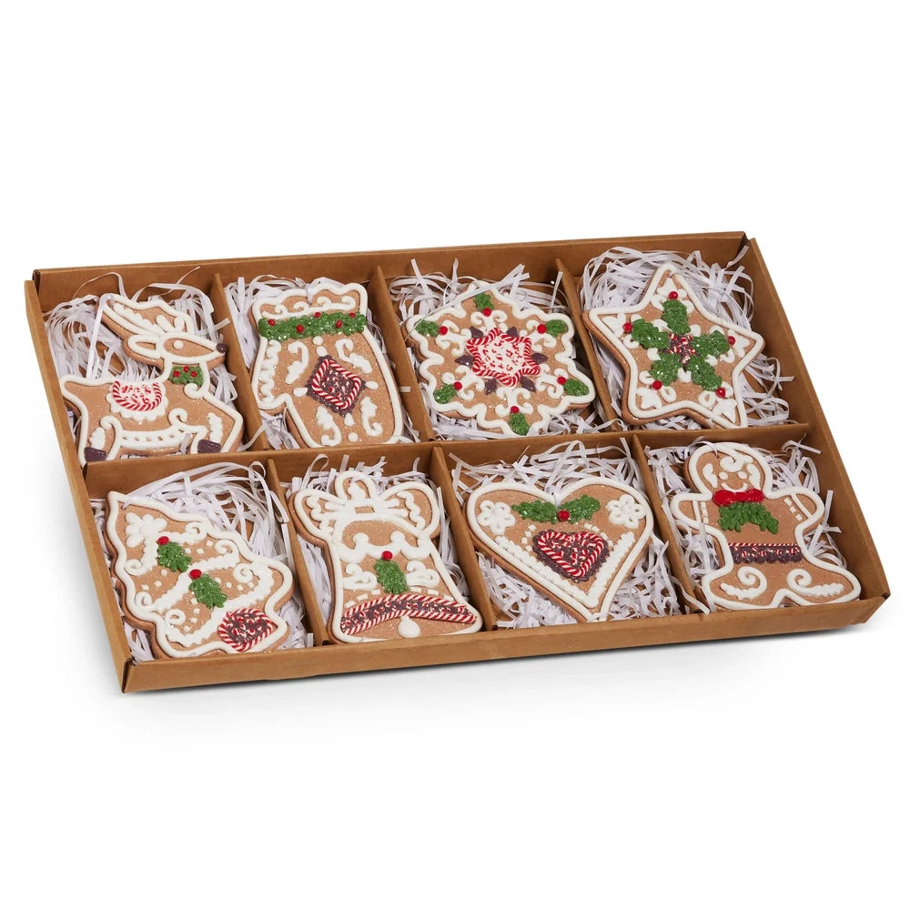 4.75" Box of Decorated Gingerbread Cookie Ornaments SHIPS 9/1/2026