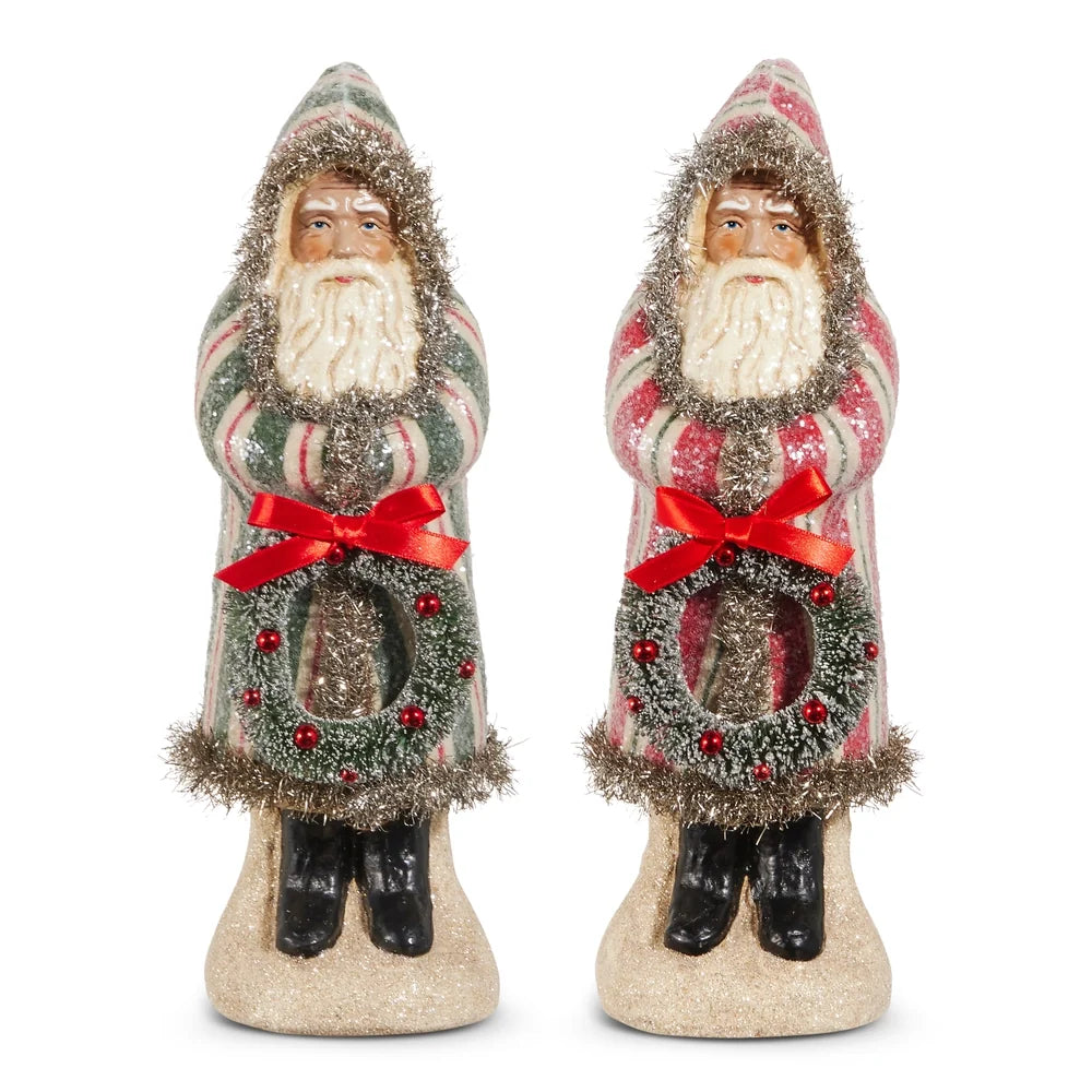 12" Yuletide Stripes Old World Santa (GREEN ONLY)