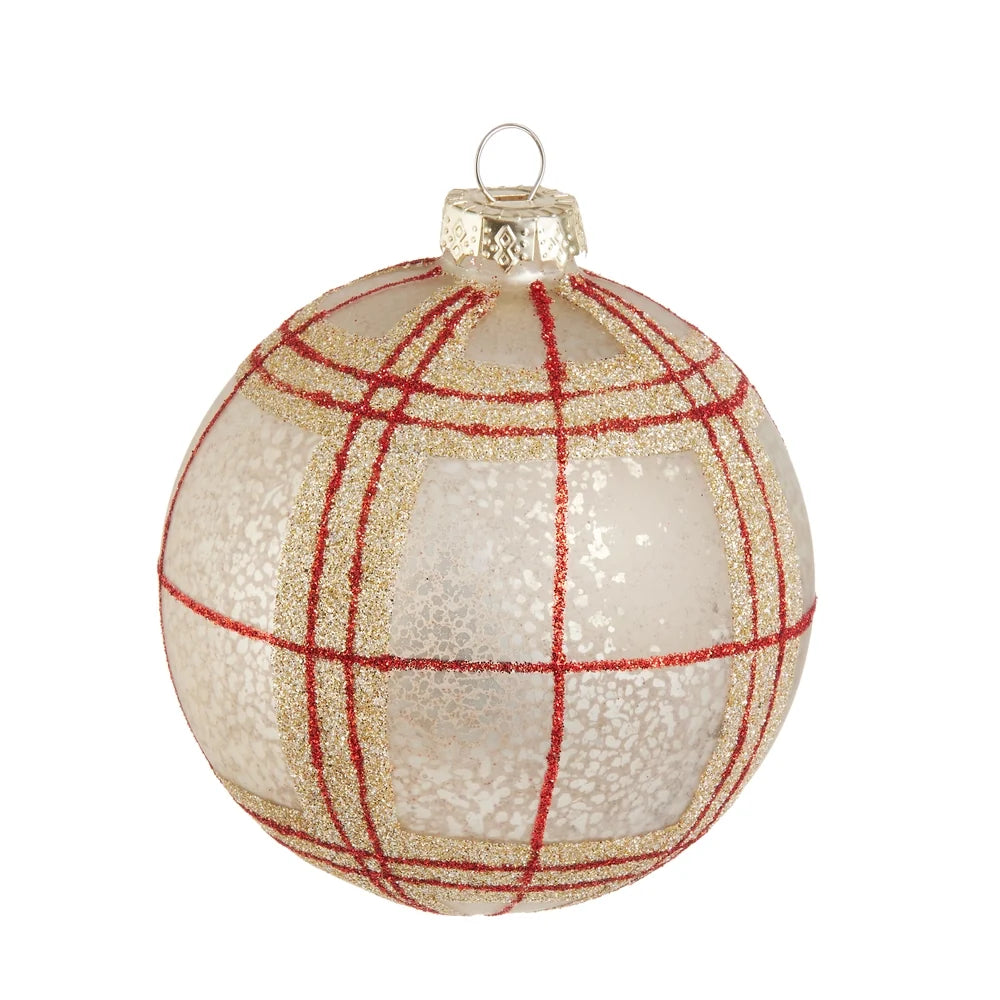 4" Plaid Ball Ornament
