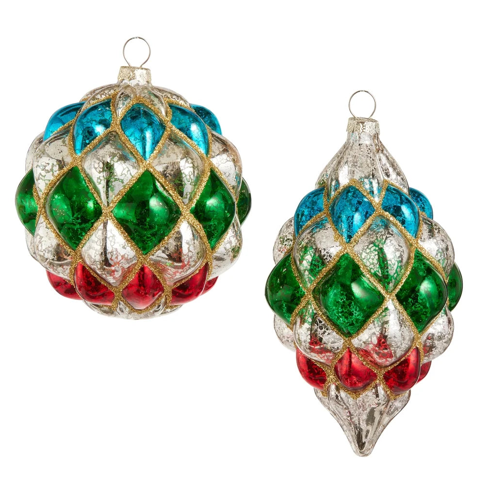 4" Multicolor Diamond Pattern Ornament (DOUBLE POINT ONLY)