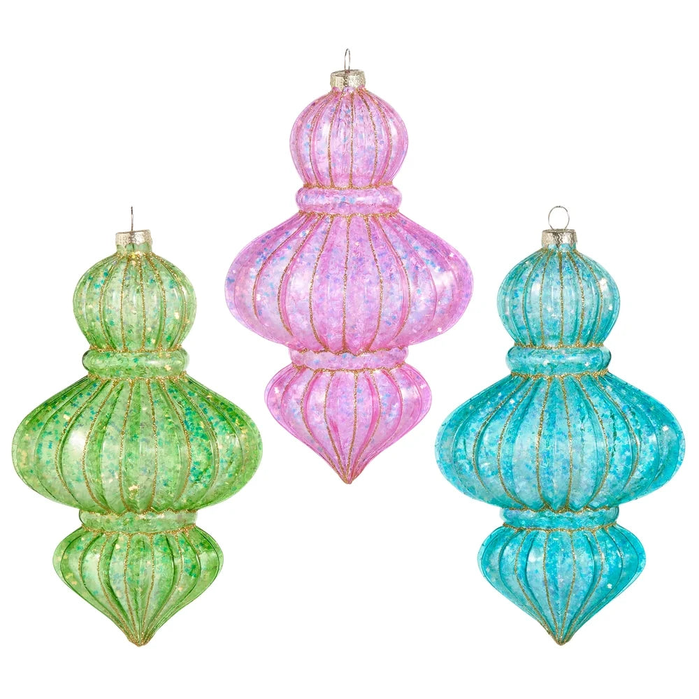 7.5" Bright Glitter Finial Ornament (PINK ONLY)