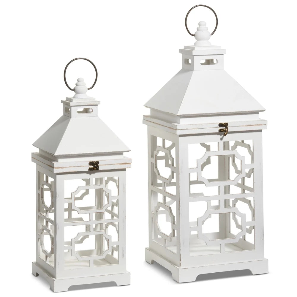 20" White Geometric Panel Lanterns (SMALL ONLY)