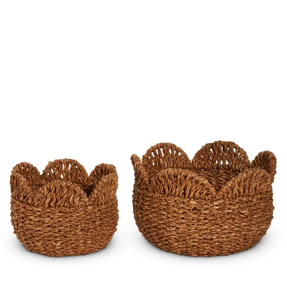 15.25" Woven Scalloped Baskets (LARGE ONLY)